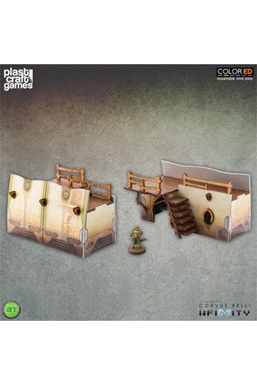 Infinity ColorED Miniature Gaming Model Kit 28 mm Bourak Wall Section (2x)
